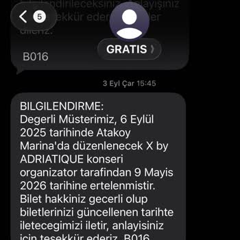 Adriatique Konser Biletinin Gecikmeli Teslimi Ve Bilgi Eksikliği