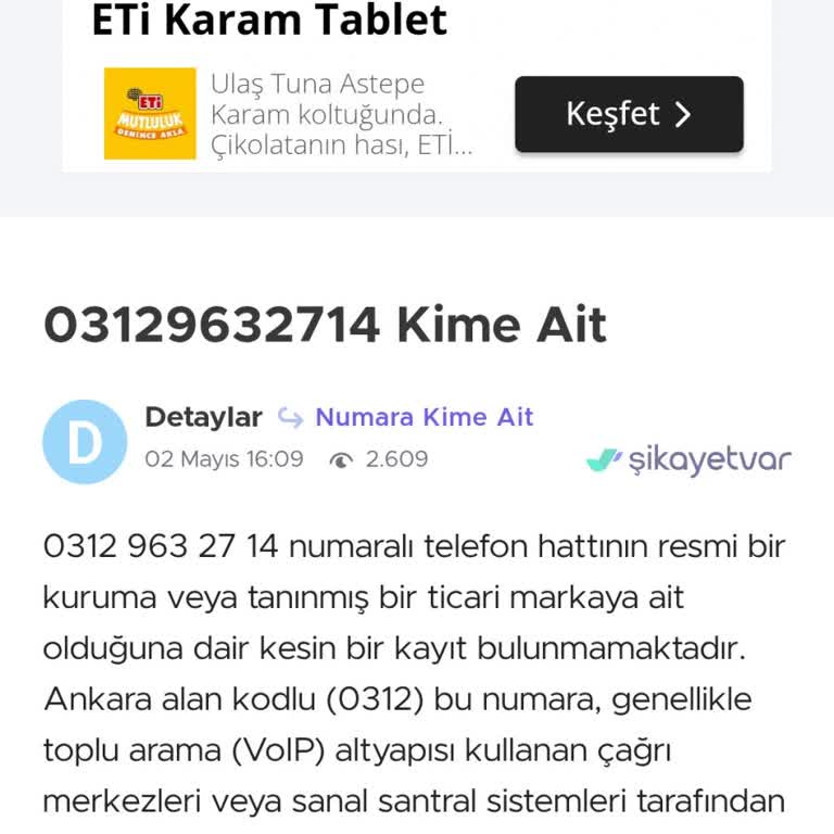 03129632714 Şüpheli Çağrı