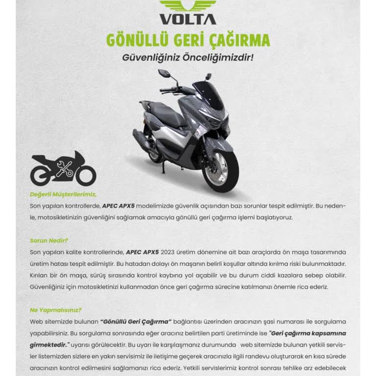 Volta’nın Ön Maşa Kusuru Duyurusuna Yanıt Vermemesi Ve Güvenlik Endişesi