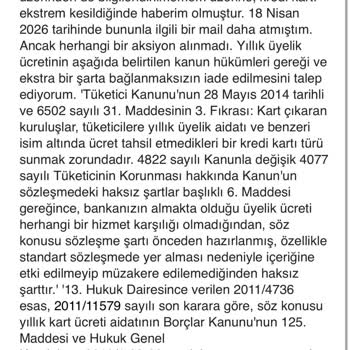 Denizbank Kredi Kartı Platinum'tan İzin Almadan Çekilen Yıllık Ücret Ve Cevapsız İletişim