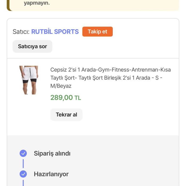Hepsiburada’da Hazırlanıyor Aşamasında Kalan Şort Siparişi İçin Acil Kargo Ve Satıcı İletişimsizliği
