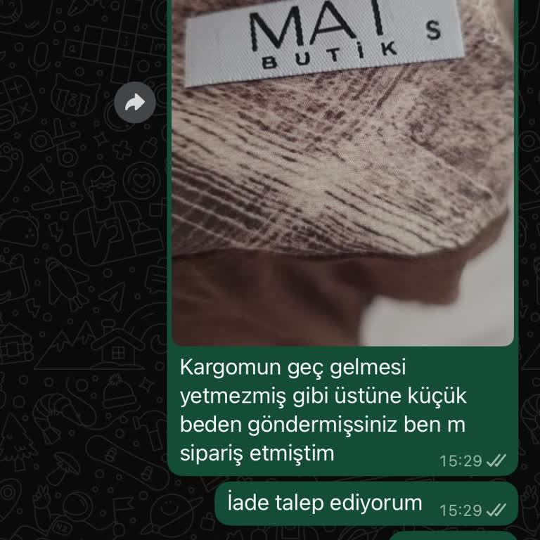Yanlış Boyutta Ürün Ve Cevapsız Müşteri Hizmetleri Nedeniyle 2000 TL’lik Geri Ödeme Talebi