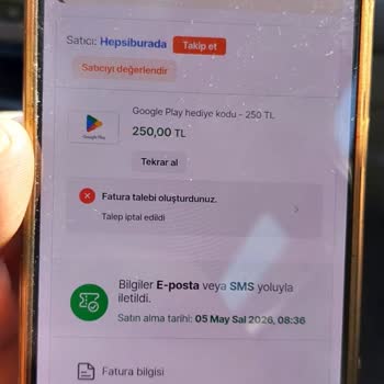 Hepsiburada'dan Google Play Hediye Kodu Alımı Sonrası Kod Gelmemesi Ve İade Talebi