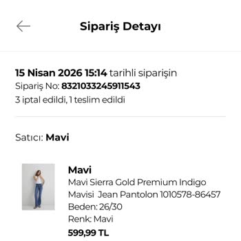 Stokta Görünen Jean Siparişim İptal Edildi Ve Destek Tarafından Yok Sayıldı
