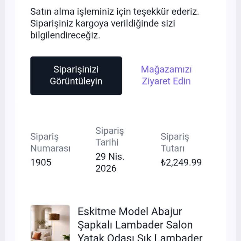 Lambader Siparişi Teslim Edilmedi, Hemen İade Talebi