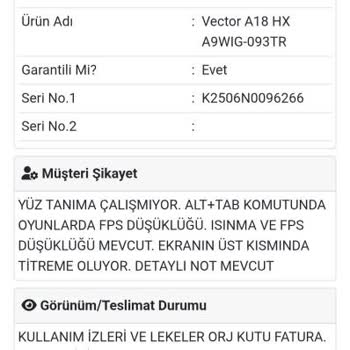 Üç Kez Tamir Edilen MSI Laptopta Sürekli Arıza Ve Ücret İadesi Talebi