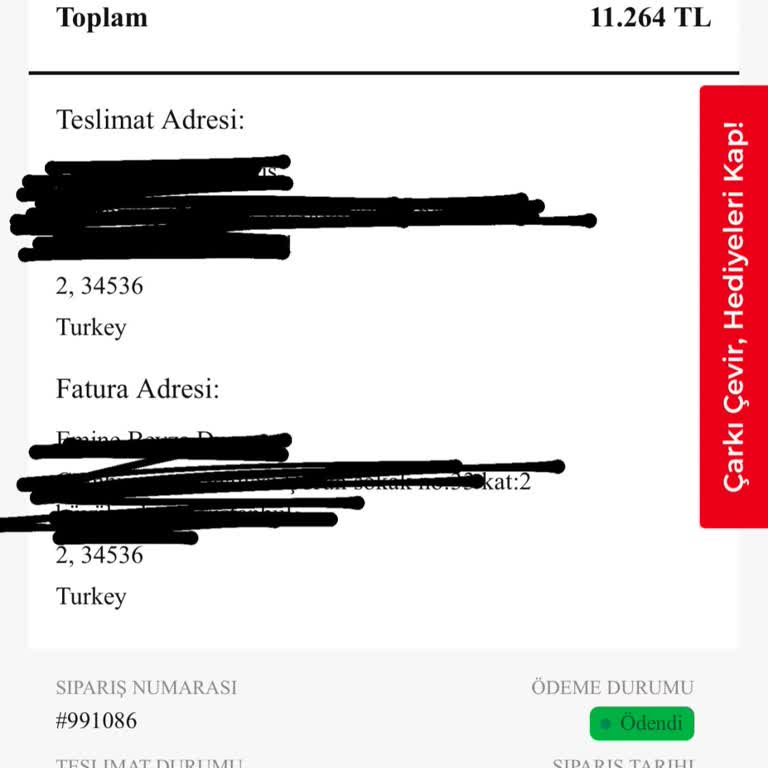 Kargoya Verilmeyen 991086 Numaralı Sipariş Ve 11.000 TL İade