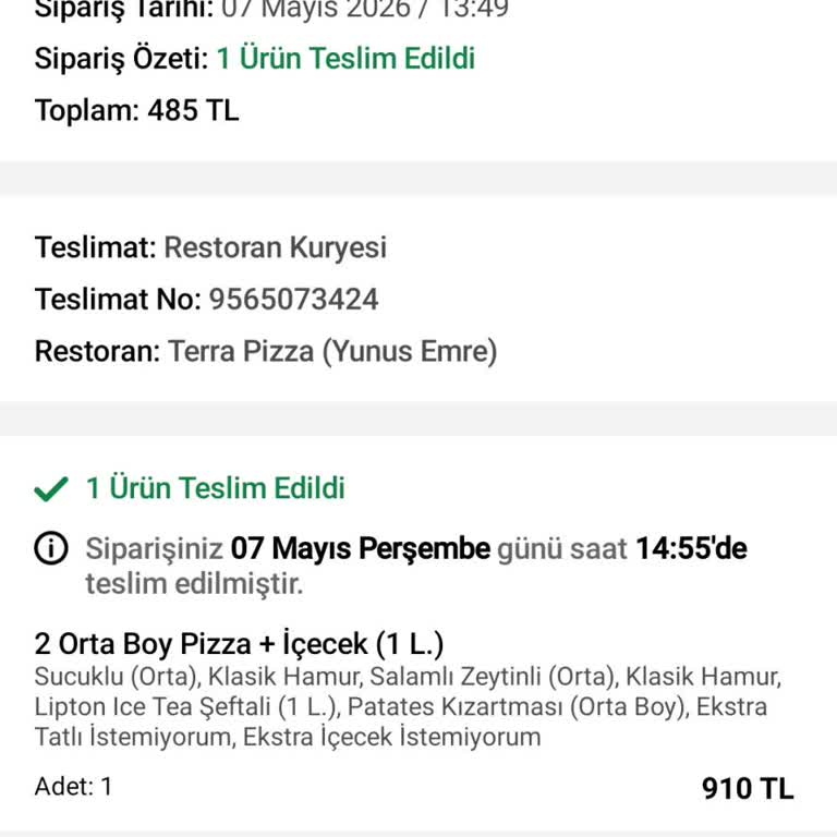 İki Saat Bekletilen Siparişte Teslimat Gecikmesi Ve Mağduriyet