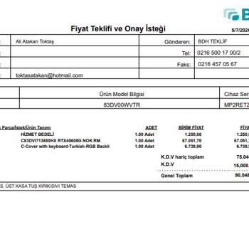 Anakart Değişimi Talebinde Fahiş Ücret Ve Şeffaf Açıklama İstiyorum