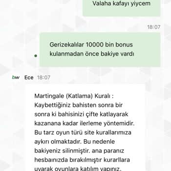 Betwon'da Martingale Bahane İle 12.000 TL Çekimimin İptali Haksızdır
