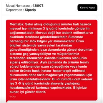 Stokta Olmayan Ürün Satışı Ve İptal Yerine İade İfadesi Kullanılması