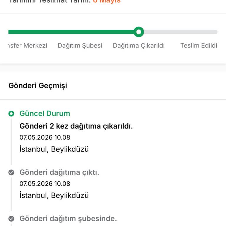Sürat Kargo Dağıtıma Çıktığı Kargomun Geri Dönmesi Ve Teslimat Gecikmesi