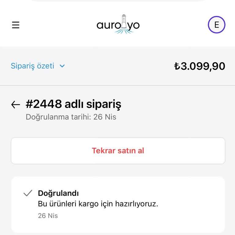 Aurolyo Sipariş Durumunda Hâlâ “Hazırlanıyor” Yazıyor