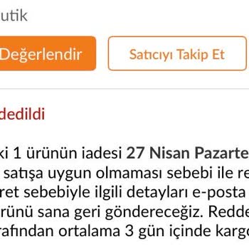 Enfa Butik Doğru Olmayan Sebeple İadeyi Reddediyor