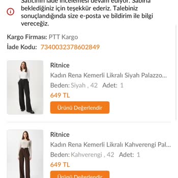 İade Ücreti 1298 TL Trendyol’da Takılı Kalıyor Ve Destek Yanıtsız
