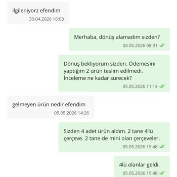 Mini Çerçeveler Gönderilmedi, Ücret İadesi Talebi