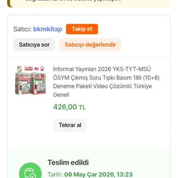 Satın Aldığım 18’li Deneme Setinin 8’li MSÜ Bölümü Eksik Gönderildi