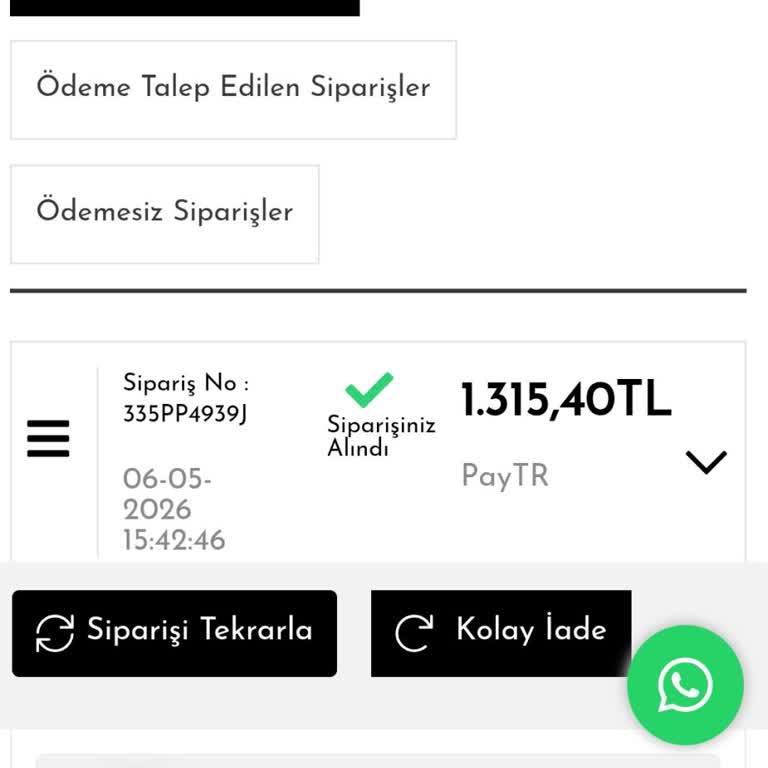 Sipariş Teslim Edilmediği Nedeniyle İade Talebi