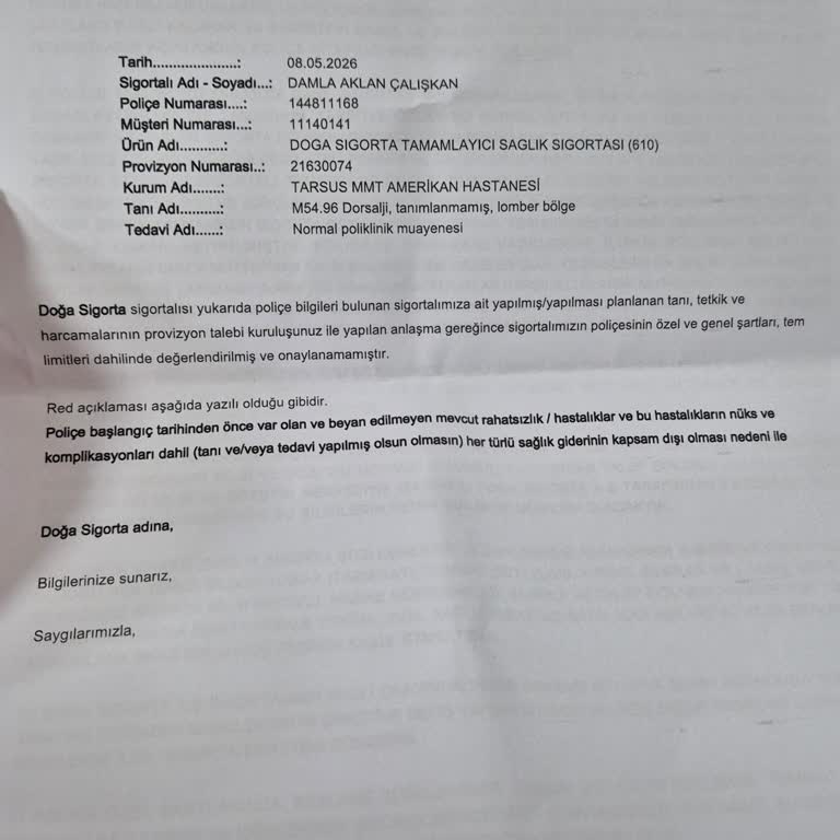 Doğa Sigorta’nın Yazılı Açıklama Talebi Ve Acil MRI Onayındaki Gecikme