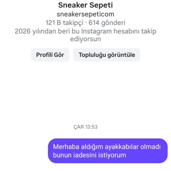 Sneaker Sepeti'nde İade Talebime Yanıt Gelmedi