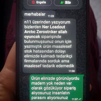 N11'de Yanıltıcı Stok Bilgisi Ve Geri Ödeme Talebi