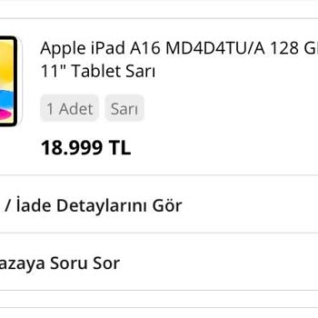 Yanlış Ürün Gönderimi, JBL Kulaklık Yerine Apple Tablet A16 128 GB İsteniyor