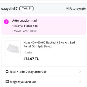 Stokta Olmadığını Söylerken Ürünü Çifte Fiyata Satması Ve Yetersiz Telafi