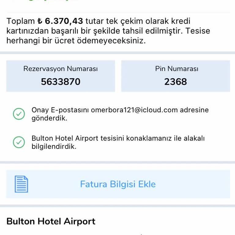 Bulton Hotel Airport Ödemede Sorun Olması