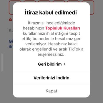 Yanlış Algılamadan TikTok Hesabım Kapatıldı, İtirazı Yanıtlanmadı