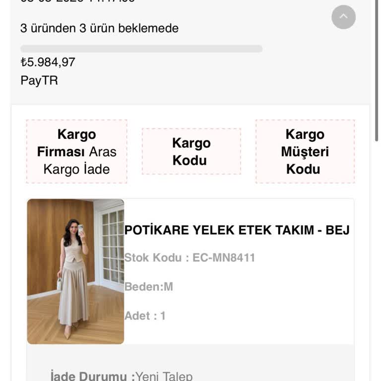 Ezgi Çağlayan İade Kodu Gelmedi, Müşteri Hizmetleri Sessiz