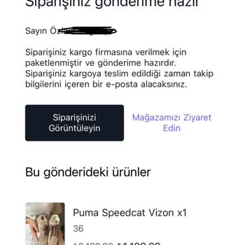 Vizon Renk Sneaker Yanlış Gönderildi Ve Hesap Engellendi