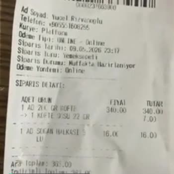 Köfteci Yusuf Gramajı Eksik Ürün