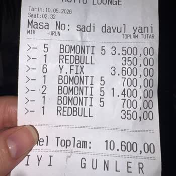 Motto Lounge’da 9 Bira İçin 10.600 TL’lik Fahiş Hesap