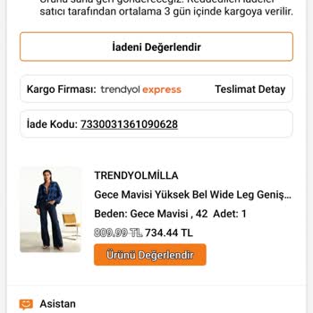 Kargo Karışıklığı Nedeniyle Trendyolmilla Pantolon Ücretim İade Edilmedi