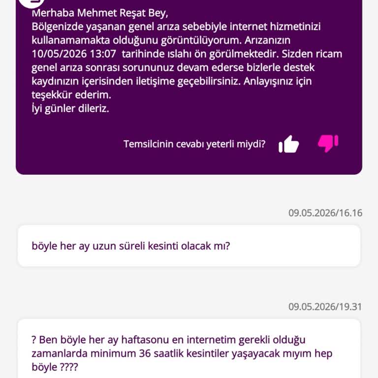Uzun Süreli İnternet Kesintileri Ve Tutarsız Müşteri Desteği