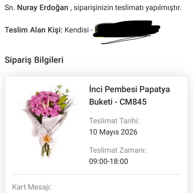 Teslim Edilmediği Görünen Çiçek Siparişinde Müşteri Hizmetleri Yanıt Vermiyor