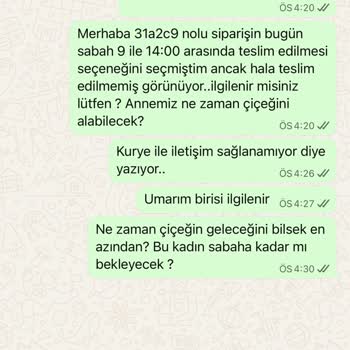 Kuryeye Ulaşamama Ve Çiçek Teslimatı Gecikmesi Nedeniyle İade Talebi