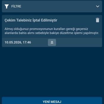 Yekbet Çekim İptali Ve Bonus Şartı İhlali