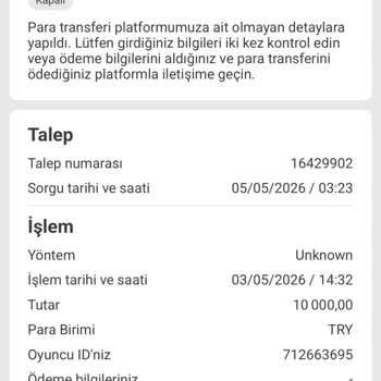 Melbet 10.000 TL Yatırımım Hesaba Yansımadı Ve Açıklama Alamadım