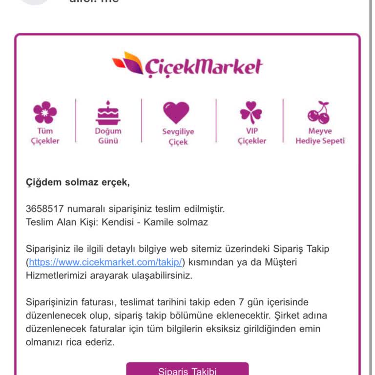Teslim Edildi İşaretli Çiçek Siparişi Gerçekleşmedi, Müşteri Hizmetleri Yanıt Vermiyor
