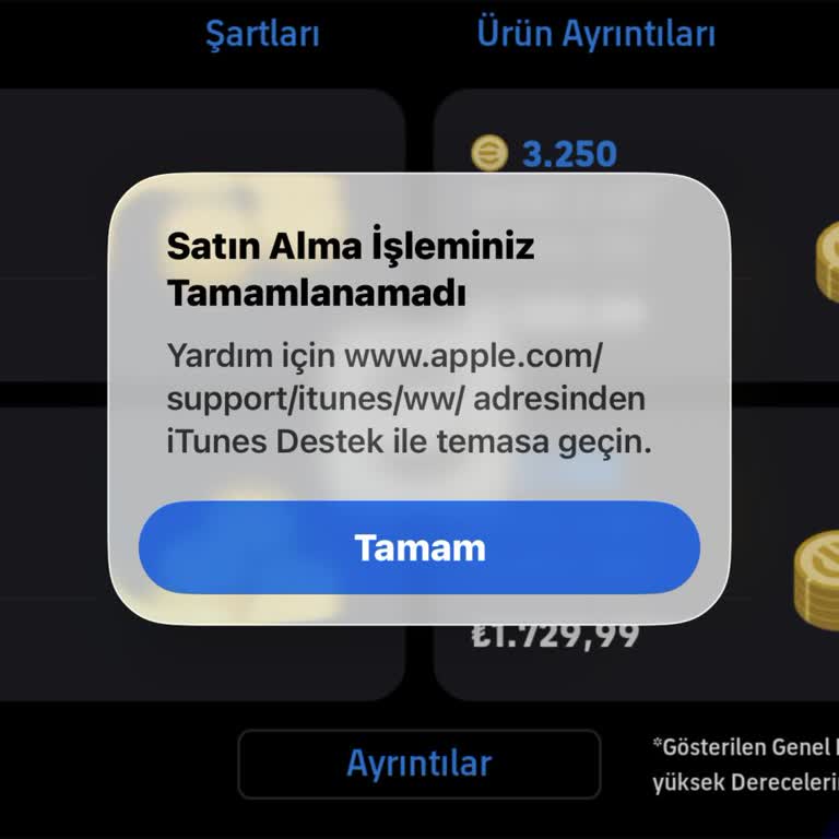 App Store Satın Alma Engeli Ve 1000 TL Bakiye Kullanılamıyor