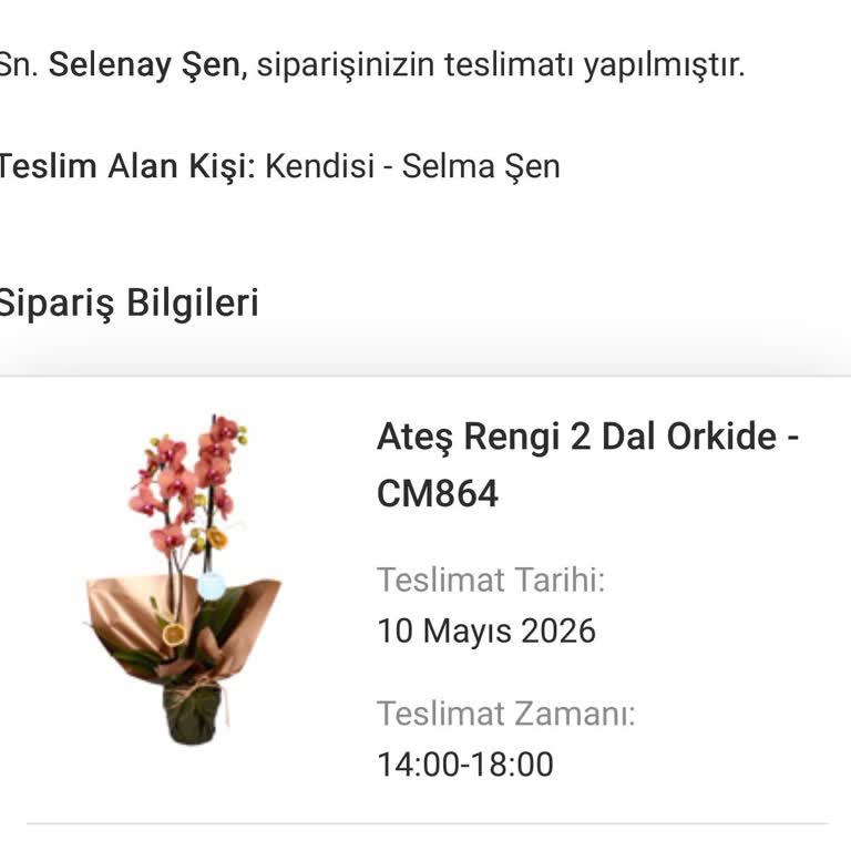 Teslim Edilmediği İddia Edilen Orkide Siparişi Yanlış Teslim Edildi Olarak İşaretlendi