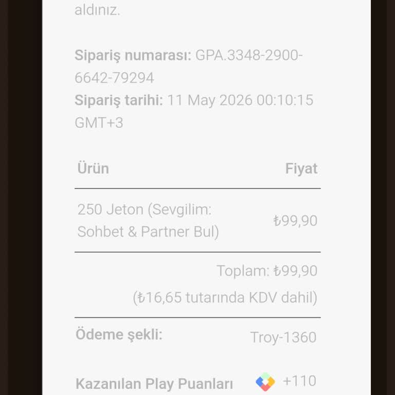 sevgilimol.com Jeton Ödemesi Sonrası Hizmet Açılmadı, İade Talebi