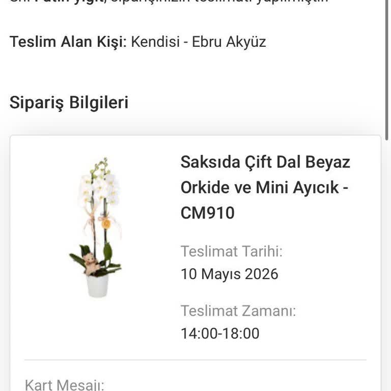 Teslim Edilmemiş Anneler Günü Çiçeği Ve 1500 TL İade Talebi