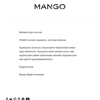 Mango’da Sipariş İptali Reddedildi Ve İade Talebi Cevapsız