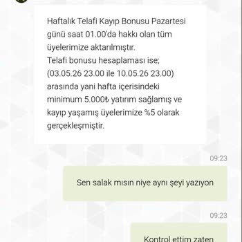 Haftalık Telafi Bonusunun Verilmemesi Ve Açıklama Talebi