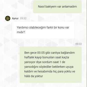 Haftalık Telafi Bonusunun Verilmemesi Ve Açıklama Talebi