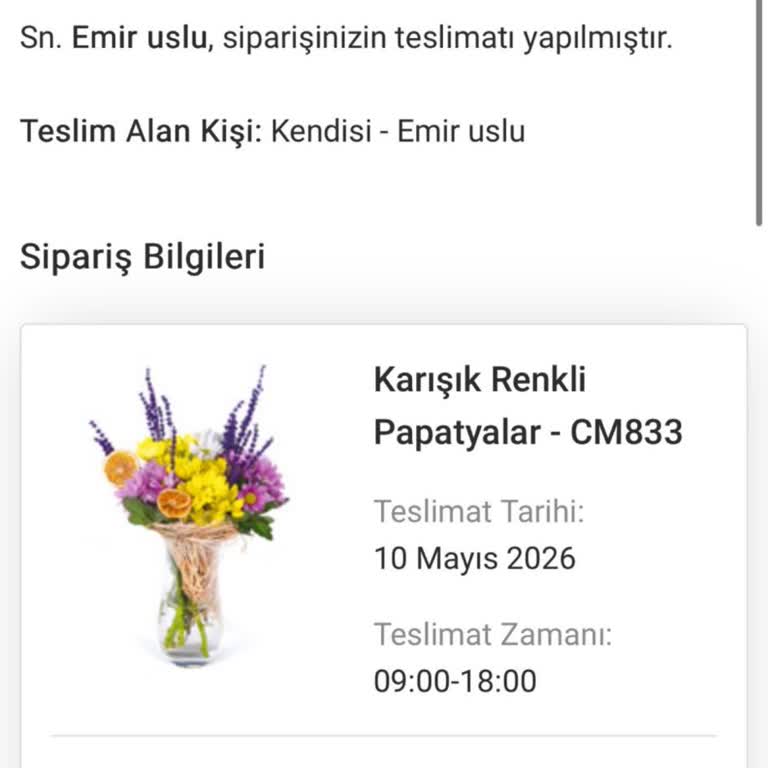 Teslim Edilmediği Görünen Çiçek Siparişinin Ücret İadesi