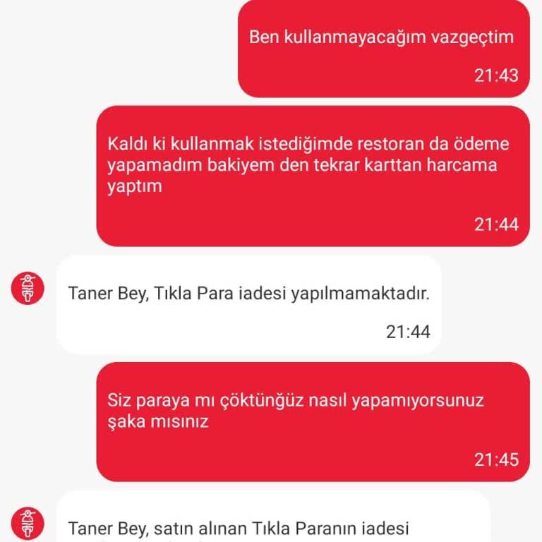 Yüklenen 1000 TL Bakiyenin QR Kod İle Kullanılamaması Ve İade Reddi