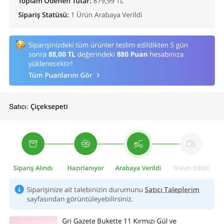 Çiçek Sepeti Siparişinde Araca Verildi Gösterilirken Teslimat Gerçekleşmedi